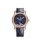 Chopard Happy Sport Rose Gold 36 MM - Blue Leather Strap - Diamond Bezel - Blue Diamond Dial - 274894-5001