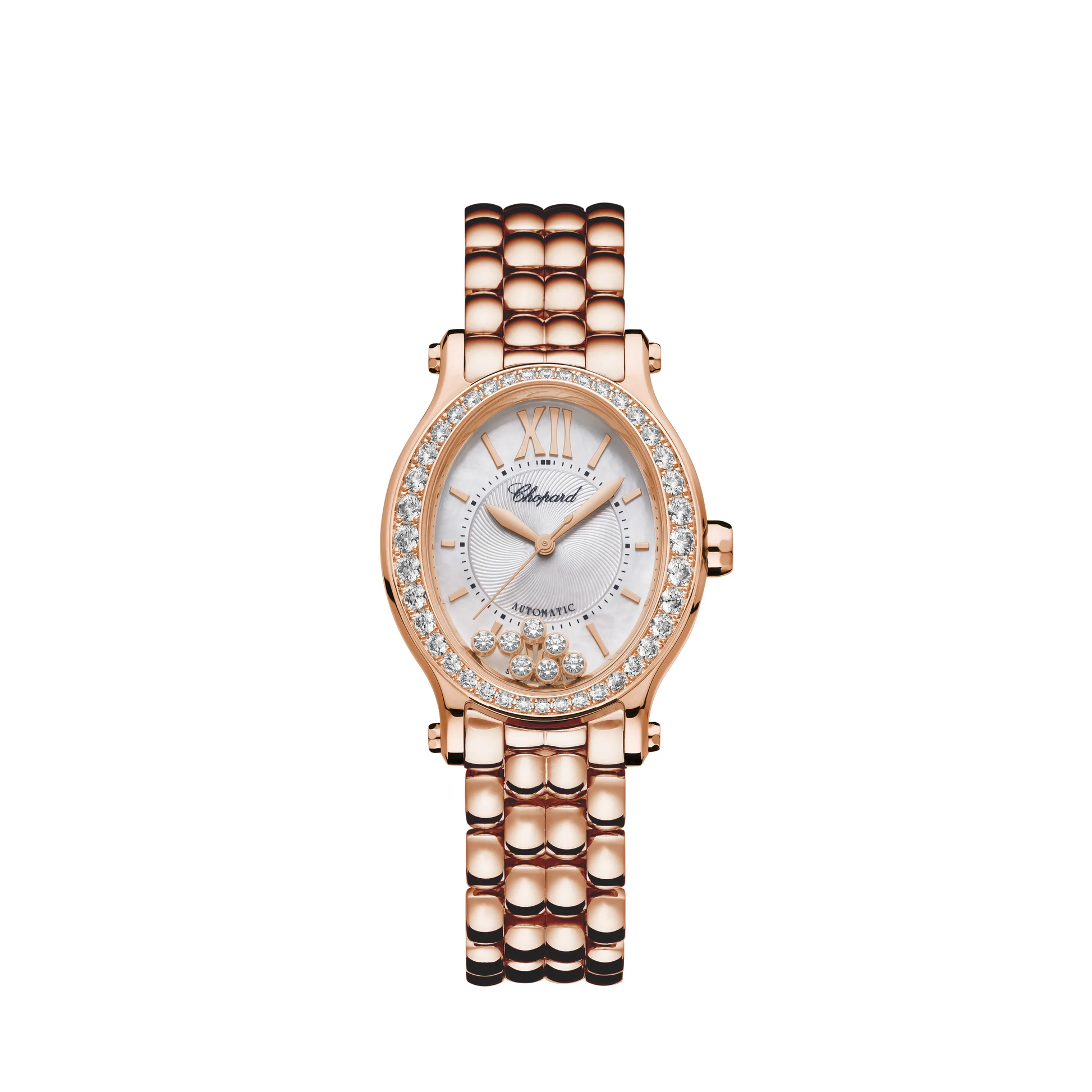 Chopard Happy Sport Rose Gold 29 x 31 MM - Rose Gold Bracelet - Diamond Bezel - White Diamond Dial - 275362-5005