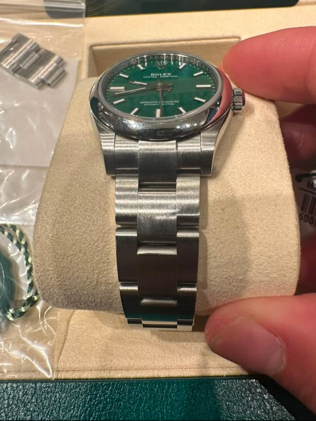 Rolex Stainless Steel Oyster Perpetual no date Watch - 31 MM - Oyster Bracelet - Green Dial - 277200-0006