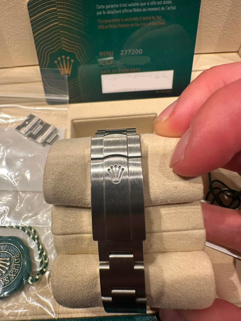 Rolex Stainless Steel Oyster Perpetual no date Watch - 31 MM - Oyster Bracelet - Green Dial - 277200-0006