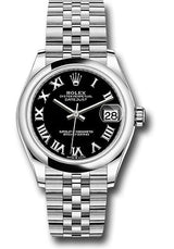 Rolex Stainless Steel Datejust - 31 MM - Jubilee Bracelet - Domed Bezel - Black Roman Dial -  278240-0002