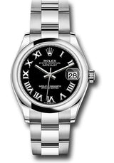 Rolex Stainless Steel Datejust - 31 MM - Oyster Bracelet - Domed Bezel - Black Roman Dial - 278240-0001