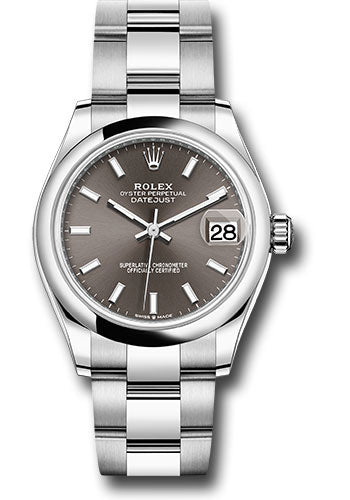 Rolex Stainless Steel Datejust - 31 MM - Oyster Bracelet - Domed Bezel - Dark Grey Index Dial - 278240 dkgio