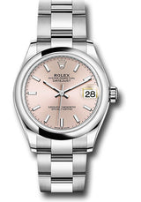 Rolex Stainless Steel Datejust - 31 MM - Oyster Bracelet - Domed Bezel - Pink Index Dial - 278240-0007