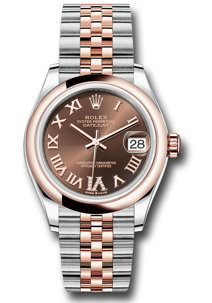 Rolex Steel and Everose Gold Datejust - 31 MM - Jubilee Bracelet - Domed Bezel - Chocolate Diamond Roman VI Dial - 278241 chodr6j