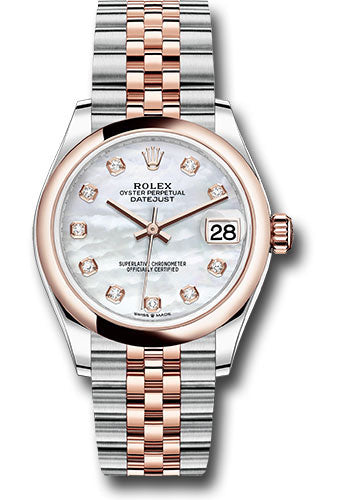 Rolex Steel and Everose Gold Datejust - 31 MM - Jubilee Bracelet - Domed Bezel - White Mother-of-Pearl Diamond Dial - 278241 mdj