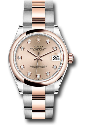 Rolex Steel and Everose Gold Datejust - 31 MM - Oyster Bracelet - Domed Bezel - Rosé Diamond Dial - 278241 rodo