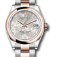 Rolex Steel and Everose Gold Datejust - 31 MM - Oyster Bracelet - Domed Bezel - Silver Floral Motif Diamond Dial - 278241 sflomdo