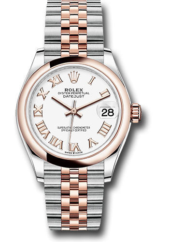 Rolex Steel and Everose Gold Datejust - 31 MM - Jubilee Bracelet - Domed Bezel -  White Roman Dial - 278241 wrj