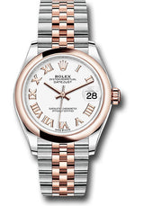Rolex Steel and Everose Gold Datejust - 31 MM - Jubilee Bracelet - Domed Bezel -  White Roman Dial - 278241-0002