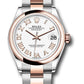 Rolex Steel and Everose Gold Datejust - 31 MM - Oyster Bracelet - Domed Bezel - White Roman Dial - 278241 wro