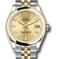 Rolex Steel and Yellow Gold Datejust - 31 MM - Jubilee Bracelet - Domed Bezel - Champagne Diamond Dial - 278243 chdj