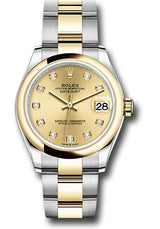 Rolex Steel and Yellow Gold Datejust - 31 MM - Oyster Bracelet - Domed Bezel - Champagne Diamond Dial - 278243-0025