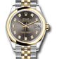 Rolex Steel and Yellow Gold Datejust - 31 MM - Jubilee Bracelet - Domed Bezel - Dark Grey Diamond Dial - 278243 dkgdj