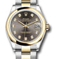 Rolex Steel and Yellow Gold Datejust - 31 MM - Oyster Bracelet - Domed Bezel - Dark Grey Diamond Dial  - 278243 dkgdo