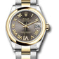 Rolex Steel and Yellow Gold Datejust - 31 MM - Oyster Bracelet - Domed Bezel - Dark Grey Diamond Roman Six Dial  - 278243 dkgdr6o