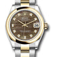 Rolex Steel and Yellow Gold Datejust - 31 MM - Oyster Bracelet - Domed Bezel - Dark Mother-of-Pearl Diamond Dial - 278243 dkmdo