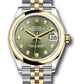 Rolex Steel and Yellow Gold Datejust - 31 MM - Jubilee Bracelet - Domed Bezel - Olive Green Diamond Dial - 278243 ogdj