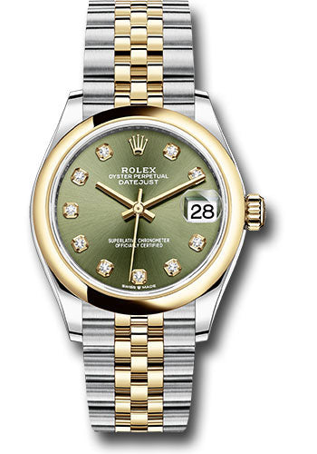 Rolex Steel and Yellow Gold Datejust - 31 MM - Jubilee Bracelet - Domed Bezel - Olive Green Diamond Dial - 278243 ogdj