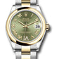 Rolex Steel and Yellow Gold Datejust - 31 MM - Oyster Bracelet - Domed Bezel - Olive Green Diamond Roman Six Dial - 278243 ogdr6o