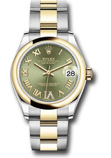 Rolex Steel and Yellow Gold Datejust - 31 MM - Oyster Bracelet - Domed Bezel - Olive Green Diamond Roman Six Dial - 278243-0015