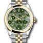 Rolex Steel and Yellow Gold Datejust - 31 MM - Jubilee Bracelet - Domed Bezel - Olive Green Floral Motif Diamond 6 Dial - 278243 ogflomdj