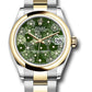 Rolex Steel and Yellow Gold Datejust - 31 MM - Oyster Bracelet - Domed Bezel - Olive Green Floral Motif Diamond 6 Dial - 278243 ogflomdo