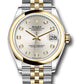 Rolex Steel and Yellow Gold Datejust - 31 MM - Jubilee Bracelet - Domed Bezel - Silver Diamond Dial - 278243 sdj