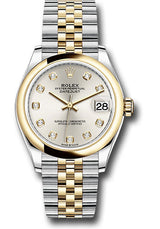 Rolex Steel and Yellow Gold Datejust - 31 MM - Jubilee Bracelet - Domed Bezel - Silver Diamond Dial - 278243-0020