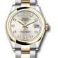 Rolex Steel and Yellow Gold Datejust - 31 MM - Oyster Bracelet - Domed Bezel -  Silver Diamond Dial - 278243 sdo