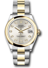 Rolex Steel and Yellow Gold Datejust - 31 MM - Oyster Bracelet - Domed Bezel -  Silver Diamond Dial - 278243-0019
