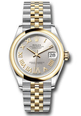Rolex Steel and Yellow Gold Datejust - 31 MM - Jubilee Bracelet - Domed Bezel - Silver Diamond Roman Six Dial - 278243-0004