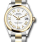 Rolex Steel and Yellow Gold Datejust - 31 MM - Oyster Bracelet - Domed Bezel - White Roman Dial - 278243 wro