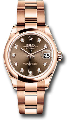 Rolex Everose Gold Datejust - 31 MM - Oyster Bracelet - Domed Bezel - Chocolate Diamond Dial - 278245 chodo