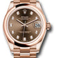 Rolex Everose Gold Datejust - 31 MM - President Bracelet - Domed Bezel - Chocolate Diamond Dial  - 278245 chodp