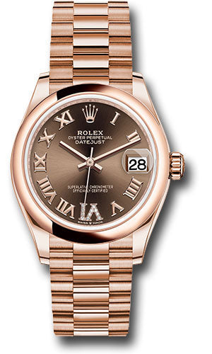 Rolex Everose Gold Datejust - 31 MM - President Bracelet - Domed Bezel - Chocolate Diamond Six Dial  - 278245 chodr6p