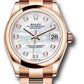 Rolex Everose Gold Datejust - 31 MM - Oyster Bracelet - Domed Bezel - Silver Diamond Dial - 278245 mdo