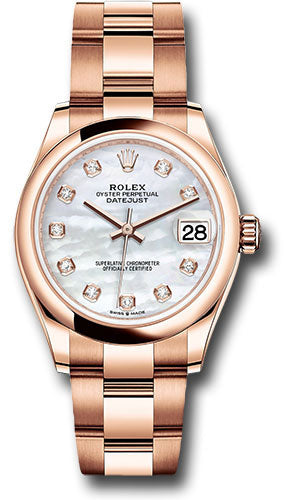 Rolex Everose Gold Datejust - 31 MM - Oyster Bracelet - Domed Bezel - Silver Diamond Dial - 278245 mdo