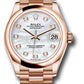 Rolex Everose Gold Datejust - 31 MM - President Bracelet - Domed Bezel - Silver Diamond Dial - 278245 mdp