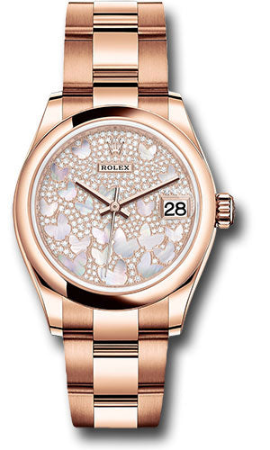 Rolex Everose Gold Datejust - 31 MM - Oyster Bracelet - Domed Bezel - Diamond Paved Butterfly Dial - 278245 pmopbo