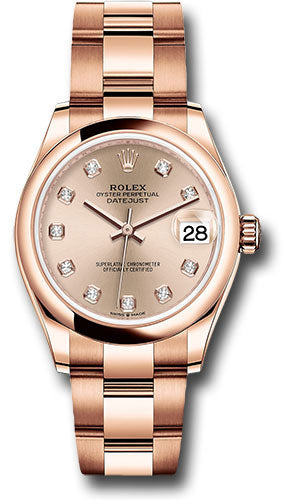 Rolex Everose Gold Datejust - 31 MM - Oyster Bracelet - Domed Bezel - Rosé Diamond Dial - 278245 rsdo