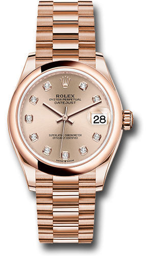 Rolex Everose Gold Datejust - 31 MM - President Bracelet - Domed Bezel - Rosé Diamond Dial - 278245 rsdp