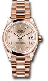 Rolex Everose Gold Datejust - 31 MM - President Bracelet - Domed Bezel - Rosé Diamond Dial - 278245-0030