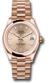 Rolex Everose Gold Datejust - 31 MM - President Bracelet - Domed Bezel - Rosé Index Dial - 278245-0036