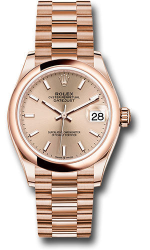 Rolex Everose Gold Datejust - 31 MM - President Bracelet - Domed Bezel - Rosé Index Dial - 278245 rsip