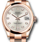 Rolex Everose Gold Datejust - 31 MM - Oyster Bracelet - Domed Bezel - Silver Diamond Dial - 278245 sdo