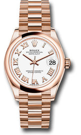 Rolex Everose Gold Datejust - 31 MM - President Bracelet - Domed Bezel - White Roman Dial - 278245-0018