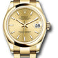 Rolex Yellow Gold Datejust - 31 MM - Oyster Bracelet - Domed Bezel - Champagne Index Dial - 278248 chio