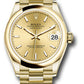 Rolex Yellow Gold Datejust - 31 MM - President Bracelet - Domed Bezel - Champagne Index Dial - 278248 chip