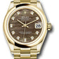 Rolex Yellow Gold Datejust - 31 MM - President Bracelet - Domed Bezel - Dark Mother-of-Pearl Diamond Dial - 278248 dkmdp